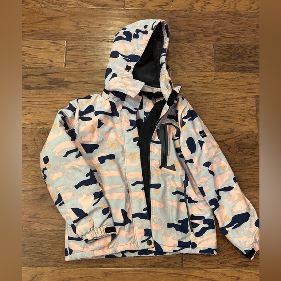 Pooluly Women’s Camo Snow/ski Jacket Pink Blue Floral Insulated Hooded Size sm - Picture 1 of 15